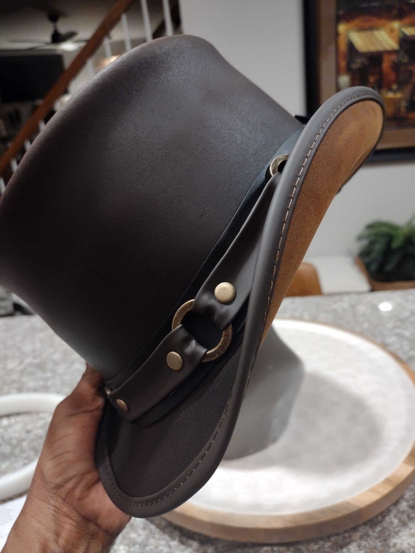 Brown Leather Hat