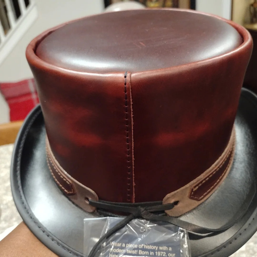 Two Tone Women's Leather Hat