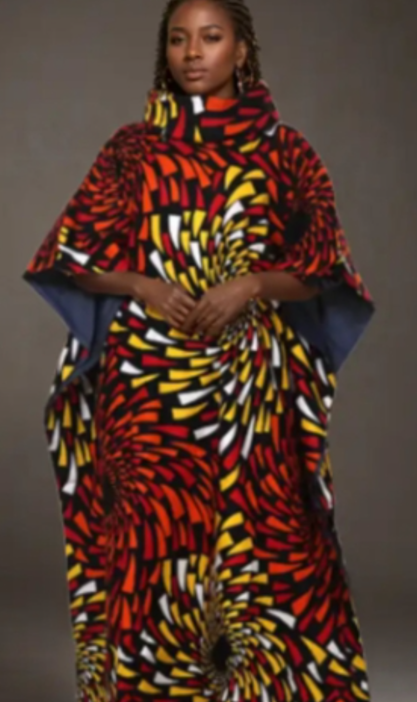 Mock Neck African Print Dress