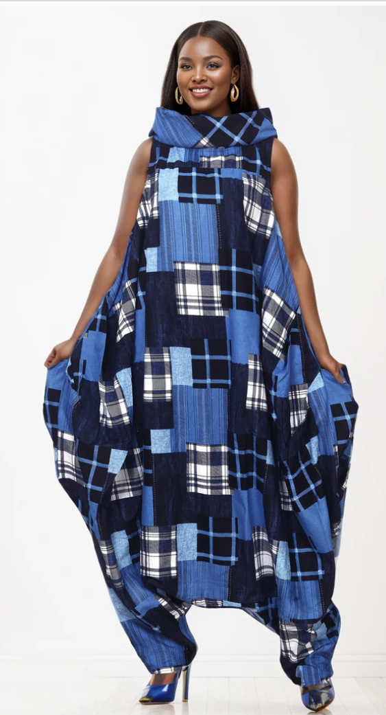 Plaid Blue Romper